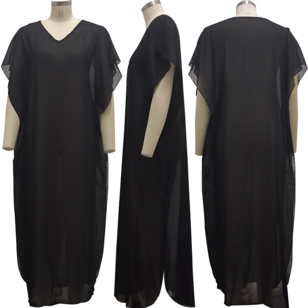 Sexy Fashion Anti-Sai Encrypted Pearl Chiffon Dress SMR10091