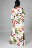 Fashion Digital Printed V-Neck Dress SMR10279