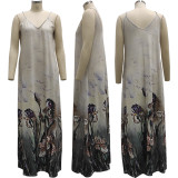 Casual Fashion Summer Loose Sleeveless V-Neck Sling Dress SMR10233