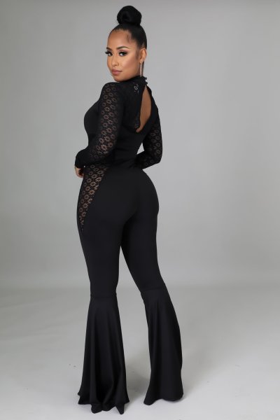 Fashion lace long-sleeved white-collar women's jumpsuit SMR10081