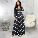 Fashion digital printing women's V-neck dress SMR10034