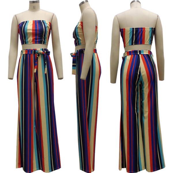 Sexy fashion digital print tube top two-piece suit SMR10267