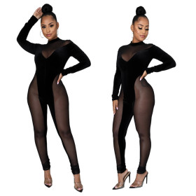 Fashion night show stretch mesh women's jumpsuit SMR10078 