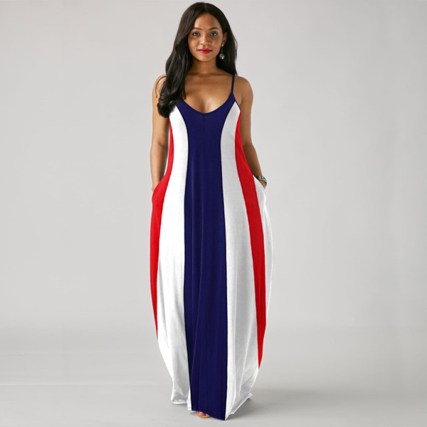 Casual Fashion Summer Loose Sleeveless V-Neck Sling Dress SMR10233