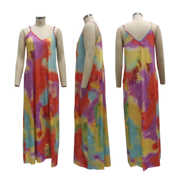 Casual Fashion Loose Sleeveless V-Neck Sling Dress SMR10208