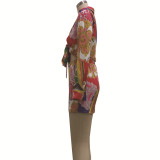Fashion digital printing stitching suit two-piece suit SMR10227