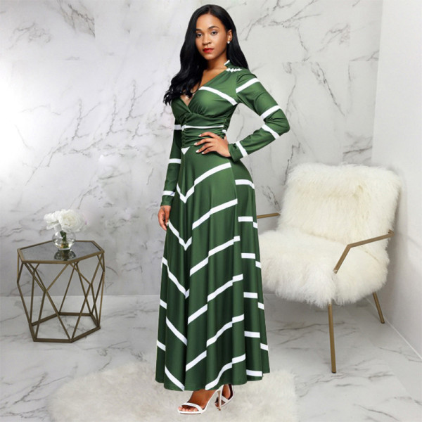 Fashion digital printing women's V-neck dress SMR10034