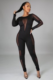 Fashion night show stretch mesh women's jumpsuit SMR10079
