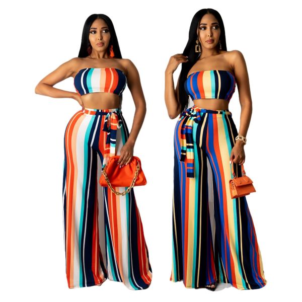 Sexy fashion digital print tube top two-piece suit SMR10267