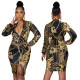 Sexy Fashion Digital Printed V-Neck Ladies Dress SMR10154
