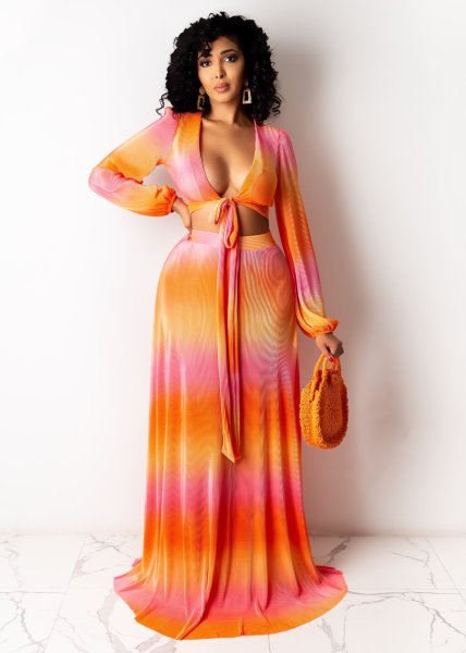 Fashion digital printing women's two-piece suit SMR10213