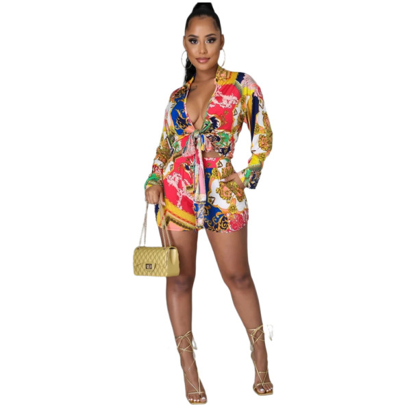 Fashion digital printing stitching suit two-piece suit SMR10227