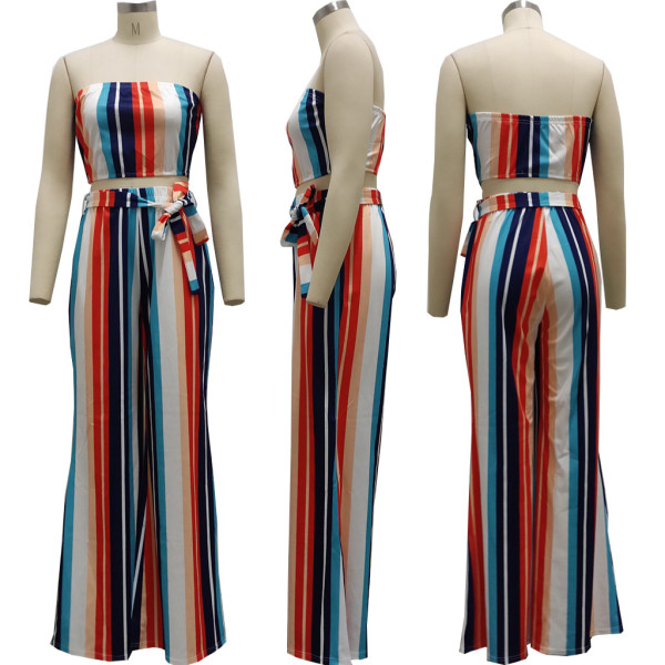Sexy fashion digital print tube top two-piece suit SMR10267