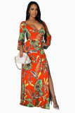 Fashion Digital Printed V-Neck Dress SMR10279
