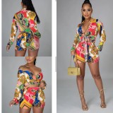Fashion digital printing stitching suit two-piece suit SMR10227