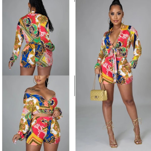 Fashion digital printing stitching suit two-piece suit SMR10227