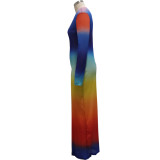 Fashion nightclub high stretch mesh printed dress SMR10222