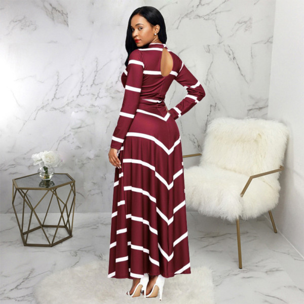 Fashion digital printing women's V-neck dress SMR10034