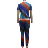 Casual fashion digital printing sports suit two-piece suit SMR10330