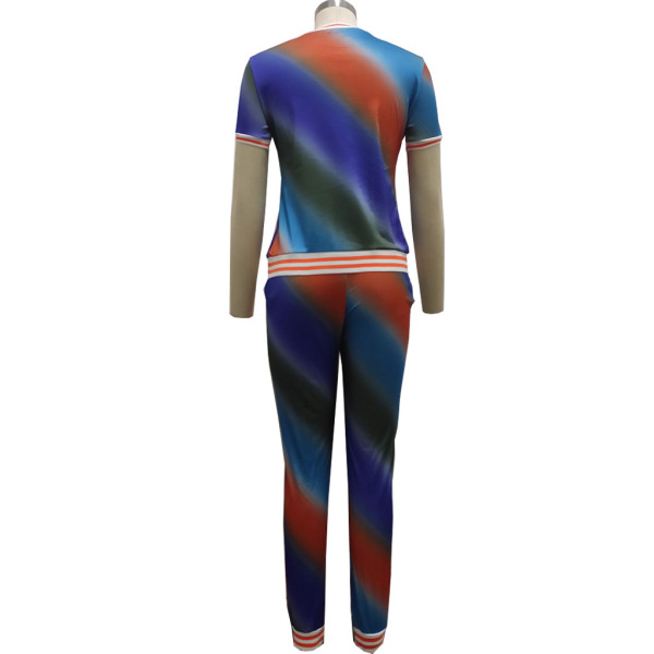 Casual fashion digital printing sports suit two-piece suit SMR10330