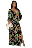 Fashion Digital Printed V-Neck Dress SMR10279