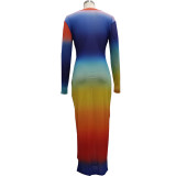Fashion nightclub high stretch mesh printed dress SMR10222