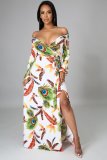 Fashion Digital Printed V-Neck Dress SMR10279