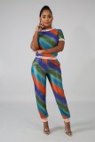 Casual fashion digital printing sports suit two-piece suit SMR10330