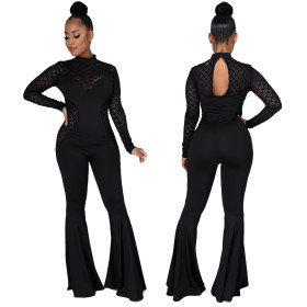 Fashion lace long-sleeved white-collar women's jumpsuit SMR10081