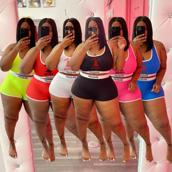 Plus size women's fashion casual sports suit two-piece suit Q77213