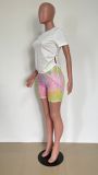Fashion summer new pants suit printing two-piece casual T-shirt with drawstring on both sides HM5477