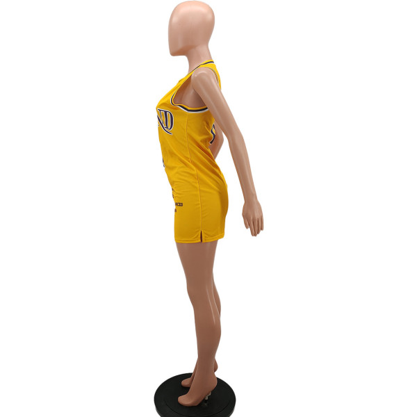Fashion casual purple gold color matching slim sports basketball vest dress Y7014