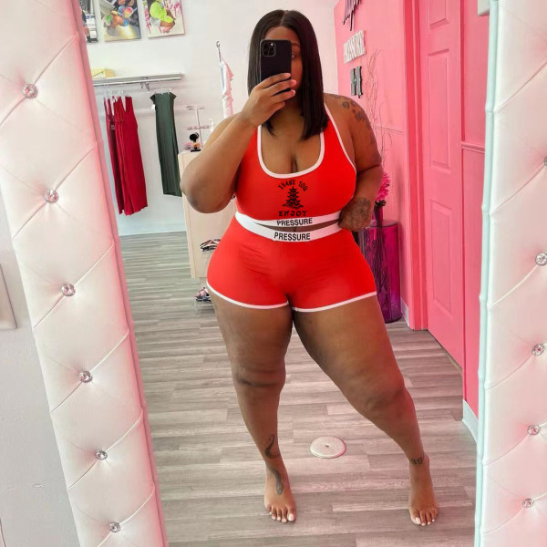 Plus size women's fashion casual sports suit two-piece suit Q77213