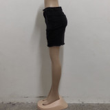 Fashion all-match frayed bag hip half-length stretch denim skirt HSF2426