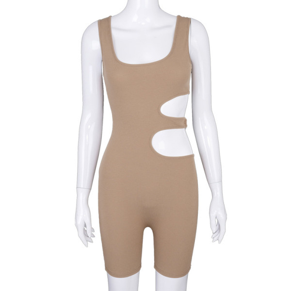 Sleeveless chest-wrapped side cutout hip-lifting body slimming jumpsuit A20401R
