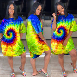 Fashionable tie-dye irregular big dress women's new style H1203