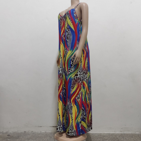 Fashion summer casual loose sleeveless V-neck dress SMR10201