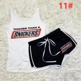 Sexy graphic print suspender shorts suit yoga pants suit D9347