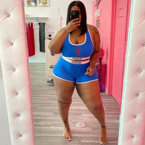 Plus size women's fashion casual sports suit two-piece suit Q77213