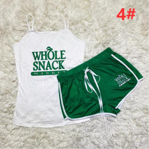 Sexy graphic print suspender shorts suit yoga pants suit D9347