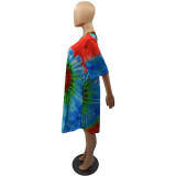 Fashionable tie-dye irregular big dress women's new style H1203