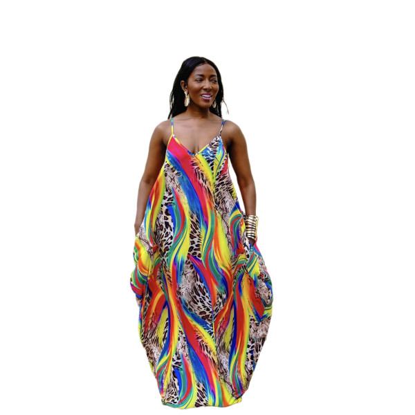 Fashion summer casual loose sleeveless V-neck dress SMR10201