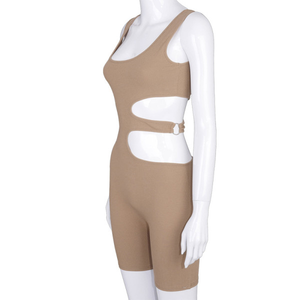 Sleeveless chest-wrapped side cutout hip-lifting body slimming jumpsuit A20401R