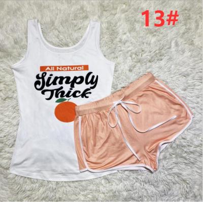 Sexy graphic print suspender shorts suit yoga pants suit D9347