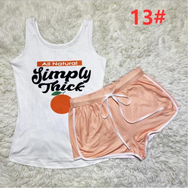 Sexy graphic print suspender shorts suit yoga pants suit D9347