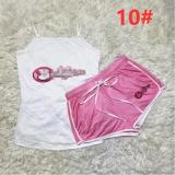 Sexy graphic print suspender shorts suit yoga pants suit D9347