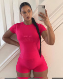 Fashion Slim Sports Pants Set Pure Color Short Sleeve Shorts Casual T-shirt Sports Two-piece Set HM5475