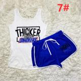 Sexy graphic print suspender shorts suit yoga pants suit D9347