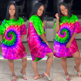 Fashionable tie-dye irregular big dress women's new style H1203