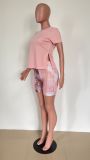 Fashion summer new pants suit printing two-piece casual T-shirt with drawstring on both sides HM5477